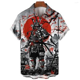 Men's Casual Shirts Japanese Shirt Men Hawaiian 3d Ghost Samurai Apparel Short Sleeve Tops Harajuku Streetwear Summer Man Clothes