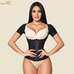 Fajas Short Sleeve Breasted Waist Trainer Top Body Sculpting Clothes Fitness Shaper Abdomen Sports Clothes Slimming Underwear 240429