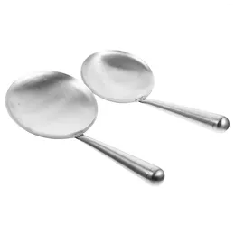 Spoons 2 Pcs Hutch Tofu Brain Handheld Rice Scoops Flat Ladle Set Stainless Steel Storage Short Handle