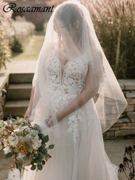 Plus Size Illusion Appliques Lace A-Line Wedding Dresses Spaghetti Straps Sleeveless Bridal Gowns Robe De Mariee