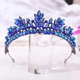 Diaras Vintage Black Metal Multicolore Ab Purple Crystal Green Opal Tiara per Women Wedding Party Elegante regina Bridal Bride Crown