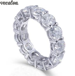 Vecalon 925 Sterling Silver Eternity Ring 6mm 5a Zircon Sona Cz Engagement Wedding Band Rings For Women Bridal Finger Jewellery J1908237258