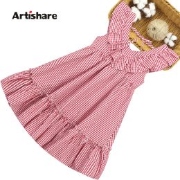 Dresses Summer Dress Girl Sleeveless Kids Dresses for Girls Plaid Pattern Kid Dress Teenage Childrens Clothing 6 8 10 12 14