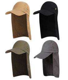 Outdoor Hats UV Protection Fishing Hat Solid Colour Sun Cap With Ear Neck Flap Cover Camping Hiking Touring Headwear8489027