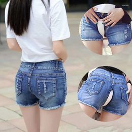 Women's Panties Sexy Short Pants Jeans For Women Outdoor Sex Shorts Open Croch Zipper Summer High Waist Blue Denim Trousers Female Clothing