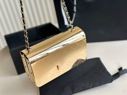 New Fashion Handbag Luxury Designer Bag Trendy Versatile Makeup Box Phone Bag Hollow Metal Plastic Bag Leisure Goddess Metal Chain Bag