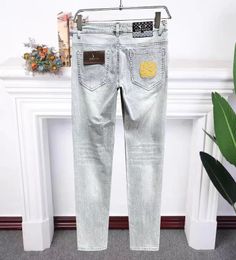 Дизайнерские мужские джинсы VV Slim Fit Cotton New Summer Jeans Fashion Джинсы серые брюки повседневные брюки