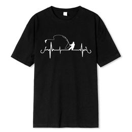 Men's T-Shirts Cotton Oversize T Men Fishing Heartbeat Novelty Funny T Shirt Hip Hop Tshirt Strtwear T-Shirt Harajuku Shirt Mens Shirt Male Y240429