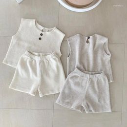 Clothing Sets 2024 Summer Korean Boys And Girls Sports Casual Set Pure Cotton Baby Outgoing Clothes