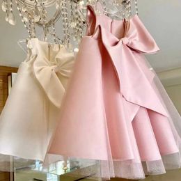 Girl's Dresses Big Bow Baby Girls 1st Birthday Party Wedding Dress Toddler Kids Party Princess Evening Dresses Children Clothes for 1-6years