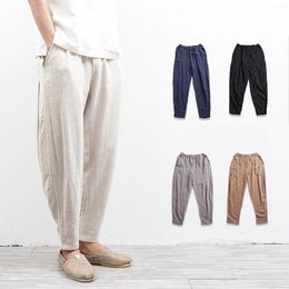 Men's Pants Summer Pajamas Set Men Sexy Home Clothes Sleepwear Tank Top Suit With Long Spring Solid Soft Cotton Linen Outfits