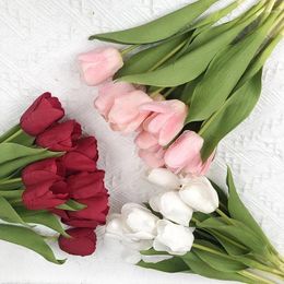 Decorative Flowers 5pcs/lot Artificial Real Touch Tulips Branches Home Bedroom Decoration Simulation Flower Yellow Pink Tulip Floral