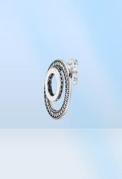 100 925 Sterling Silver Logo Circle Stud Earrings Pave Cubic Zirconia Fashion Women Wedding Engagement Jewelry Accessories6056418