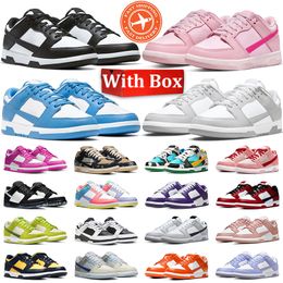 with box men women lows Panda shoes White Black Grey Fog designer sneakers Rose Whisper GAI Triple Pink Blue Raspberry mens trainer