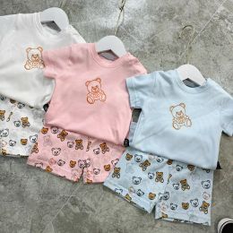 Kids clothes Classic Cute Bear Short Sleeve Suit Summer Fashion Casual Sweatshirt Suits Baby Boy Girls Tracksuit Luxury Clothing Sets 66-100CM CSG2404297-8
