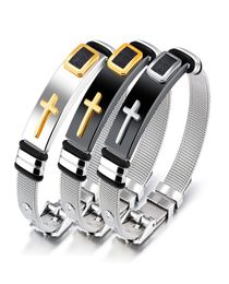 Mesh Belt Buckle Bracelet Adjustable Charm Cuff Bangles in Stainless Steel6131040