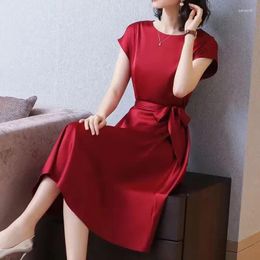 Casual Dresses Fashion Dress Women Summer Ladies Office Lady Pink Girl Elegant Party Vestidos Clothes