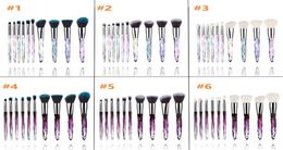 20set Diamond Shape Rainbow Handle 10pcs Makeup Brushes Set Professional Foundation Crystal diamond handle makeup brush 6styles i4684192