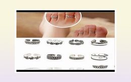 Vintage Retro Antique Silver Beach Punk Elephant Moon Arrow Set Ethnic Carved Adjustable Open Finger Foot Fb0M4 Rings Dzkrs3922725