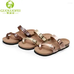 Slippers 2024 Rose Gold Women Fashion Flat Flip Flop Cork Shoes Beach