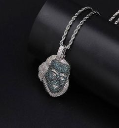 Iced Out Franklin Avatar Pendant Necklace with 60cm Rope Chain Micro Pave Cubic Zirconia Simulated Diamonds Pendant6314319