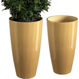 Planters Pots Flower pot plant set for outdoor plants 2 bags of 21 inch high indoor with drainage holes flower container gold color Q240429