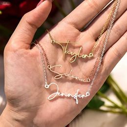 Pendant Necklaces Personalized custom handwritten female name necklace stainless steel signature name necklace accessoriesWX