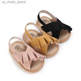 Sandals Summer baby girl sandals solid rubber sole smooth and non slip shoes tassel design shoes soft soles for young children first walker 0-18ML240429