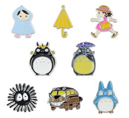 Japanese Anime Peripherals Brooches Set 8pcs Cute Totoro Bus Briquettes Badges for Girls Silver Plated Alloy Pin Jewelry Gift Acce8893883