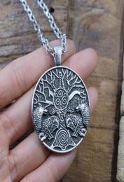 Pendant Necklaces 12pcs Viking World Tree Double Wolf Necklace Wicca Pagan Jewlery For Men Women262n4815501