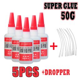Accessories 5pcs Super Glue Oily Flux Power Adhesive Shoes Metal Wood Ceramic Manual Diy Grease Glue 50ml Acrylic Adhesive with Sprinkler