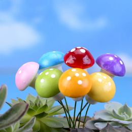 Decorations 50pcs Mini Multicolor Red Mushroom Garden Ornament Miniature Plant Pots Fairy DIY Landscape Bonsai Gardening decorate Stakes