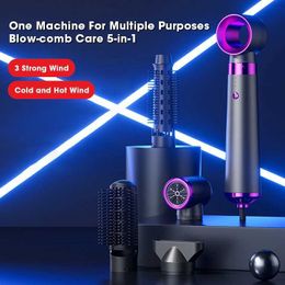 Hair Dryers New hair dryer automatic curler one-step 5-in-1 hot and cold air household appliance brush straightener Q240429