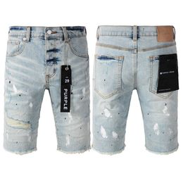 Brand Brand Denim Shorts American High Street Blue Hole Paint 5021