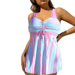 Women's Swimwear Swim Bras For Under Shirt Fashion Sexy Striped Tankini Swimsuit Set With Breast Pads Womens Swimsuits Shorts