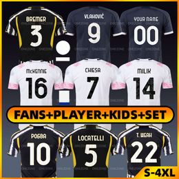 Maglia 23 24 FEDERICO CHIESA YILDIZ soccer jerseys DUSAN VLAHOVIC MILIK DI MARIAKEAN POGBA BREMER DANILO LOCATELLI RABIOT football shirt Maillot de foots uniform