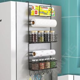 Storage Bottles & Jars Racks Wall Hanging Fridge Side Shelf Organiser Kitchen Refrigerator Rack Paper Towel Holder Home With Drop Deli Dhhad