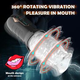 Automatic Male Masturbator Rotating Masturbation Cup for Men Penis Stimulation Soft Textured Vagina Sex Toys Exercise Vibrator 240423