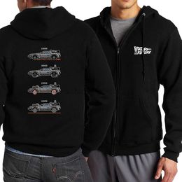 Men's Hoodies Sweatshirts The Cars Bring You Back To The Future Prints Mens Long Sles Autumn Fleece Clothes Loose Comfortable Hoody Man Zip Sweatshirts d240429