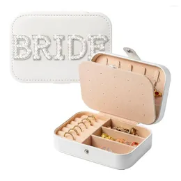 Jewellery Pouches Decorated Box Necklace Storage Elegant With Artificial Pearl Decor For Women Bridal Shower Bride