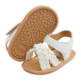Sandaler Baby Girl Woven Sandaler Solid Color Summer Soft Sole Open Sole Baby Walking Shoesl2429