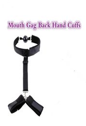 BDSM bondage open mouth gag the gag with handcuffs sex toys bdsm mouth plug sex toys for couples SM games Black Hand cuffs5572404