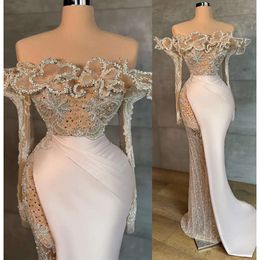 Ebi Beaded Aso Crystals May Prom Mermaid Satin Luxurious Evening Formal Party Second Reception Birthday Engagement Gowns Dress Robe De Soiree Zj320