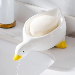 Set Yellow Duck Shape Soap Box Cartoon Soap Dish Drainable Soap Holder Soap Container Soap Dish For Tray Bathroom Accessories