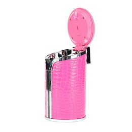 Fancy Pink Black Car Led Lighter Ashtray Pu Leather Ashtray