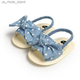 Sandaler 0-18m Baby Girl Bow Sandaler andningsbara och icke-slip sommarskor mjuka sulor för små barn första steg in i skor andas och safel240429
