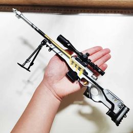 Gun Toys Mini Sniper Rifle Detachable Alloy AWM Submachine Toy Gun Model With Infrared Metal Pistol Fake Gun Boys Collection Gifts T240428