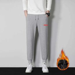 Men's Pants Mens Trousers Autumn Korean Edition Plush Lined Jogging Military Cargo Casual Sports Winter Thick Q240429