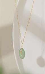 Wholale S925 gold plated sterling sier round jade pendant choker necklace225s8776661