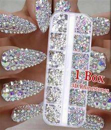 12 boxesboxes DIY crystal rhinestone Jewellery glass 3D glitter diamond gem nail art decoration nail jewelry3051808